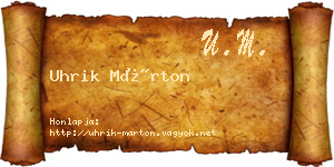 Uhrik Márton névjegykártya